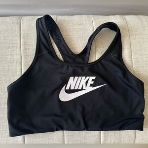 Nike Black Sports Bra with White Swoosh Logo